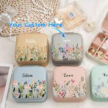 Personalized Leather Jewelry Travel Case With Name Custom Gift For Bridesmaid DIY Travel Jewelry Box Wedding Bridesmaid Gift Bride Gift Valentine's Day Gift - Multicolor - View 1