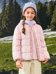 Balabala معطف ريش خفيف للفتيات المراهقات، للأطفال الرضع والأطفال الصغار شتاء 2025، ملابس خارجية ناعمة ودافئة - لون القرنفل - مشاهدة 1