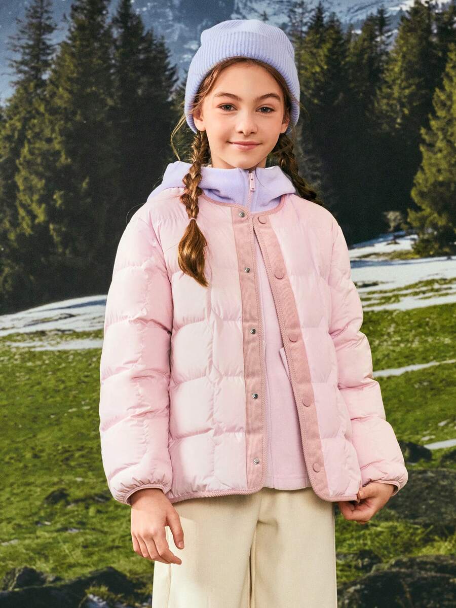 Balabala معطف ريش خفيف للفتيات المراهقات، للأطفال الرضع والأطفال الصغار شتاء 2025، ملابس خارجية ناعمة ودافئة - لون القرنفل - مشاهدة 1