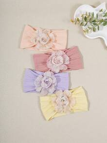 Candy Color Nylon Elastic Baby Headbands, Cute Newborn Flower Headbands, Baby Hair Accessories Set - Multicolor - View 2