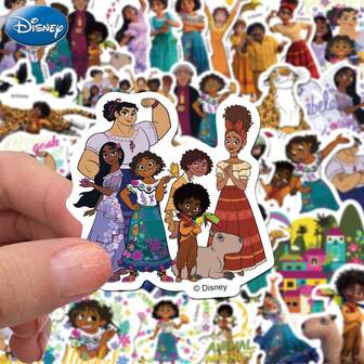 Disney 50 PIEZAS de Pegatinas Oficialmente Autorizadas de Encanto - Decoración caprichosa e impermeable para regalos de Halloween, Navidad, Scrapbooking y fiestas