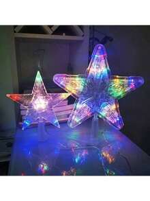 1pc Star Shape White Light Or Warm Light Christmas Holiday Home Decorations Suitable For Christmas Tree Decor, Star Tree Topper, Battery Powered (Battery Not Included)