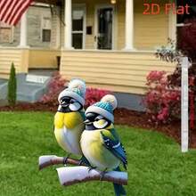 1 Stück Weihnachtsvogel Gartendekoration, 2D Acryl Kunst Outdoor Rasen Dekoration, ohne Strombedarf, Tiermotiv, Kunststoff, freistehend, Feiertags Dekoration