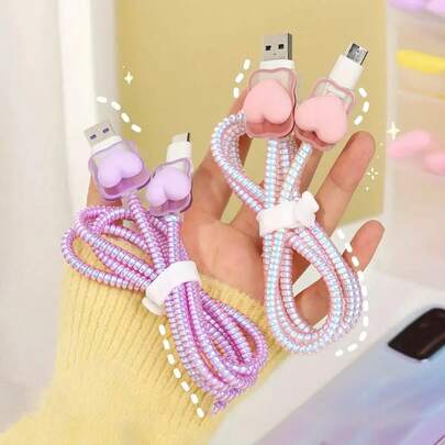 Heart-Shaped Charging Cable Protector Case With Cable Organizer And Anti-Drop Design, Suitable For IPhone 15/16 Pro Max, Supports 18W/20W Fast Charging - Perfect Birthday Or Valentine's Day Gift