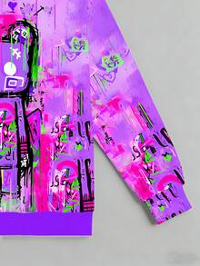 加大码男士卡通熊印花卫衣，时尚休闲长袖套头衫，春秋季 - 彩色 - 查看 8