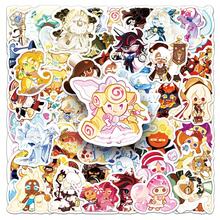 50 szt. naklejek PVC Cookie Run Kingdom, wodoodporne i wielokrotnego użytku, samoprzylepne, asymetryczne kształty, różne kolory, do telefonów, laptopów, scrapbookingu