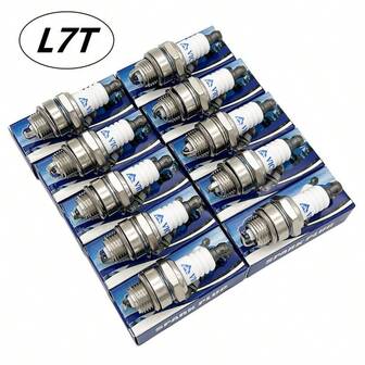 10pcs Spark Plugs For Gasoline Garden Machinery Engine, Brush Cutter, Chainsaw L7T, Boxed