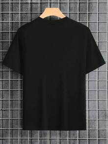 Camiseta Estampada de Hombre con Diseño Divertido de Pavo Real Animado,Camiseta Casual de Algodón con Cuello Redondo y Manga Corta para un Look Cómodo - Negro - Ver 2