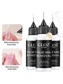 GLOZ 20ml Pinpoint Nail Glue Remover For Press On, Multi-Functional Remover For Nail Tips, Gentle Glue Remover For Gel X Nails, Non-Acetone Nail Polish Remover