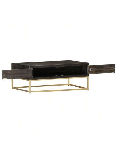 VidaXL Coffee Tafel 90x50x35 Cm Solid Mango Wood Zwart Goud ed view 4
