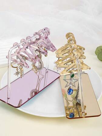 8pcs/Set Mini Acrylic Colorful Triangle Jewelry Holder Rack, Earring Necklace Display Stand Organizer