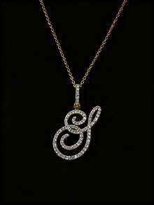 1 件铜锆石 A-Z 字母吊坠链项链时尚女士姓名首字母珠宝