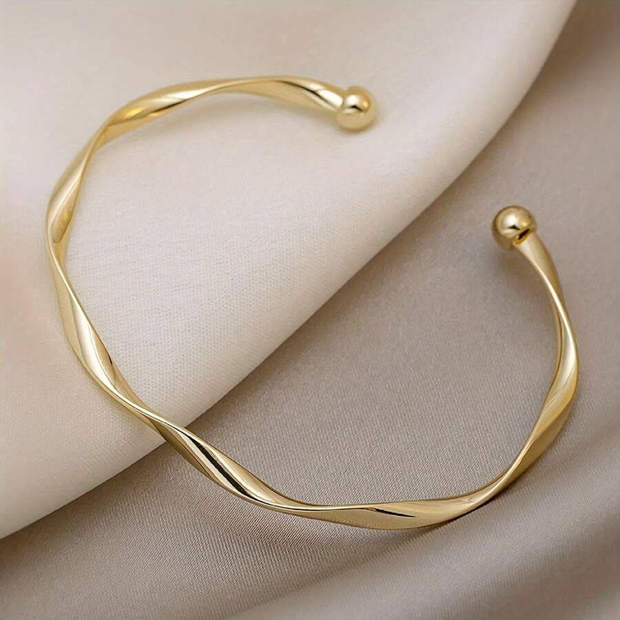Women's Elegant Simple Twisted Alloy Bracelet - Suitable For Daily Wear And Parties - Bạc - Xem 1
