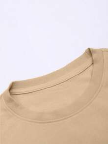 Camiseta 100% algodón para hombre con un estampado único de calavera. Camiseta informal y cómoda de manga corta con cuello redondo. Perfecta para primavera y verano, ideal para cualquier ocasión. Color liso, informal y para uso diario. Camiseta ligera y transpirable de manga corta para verano (Tallas S, M, L, XL, XXL y XXXL). - Caqui - Ver 4