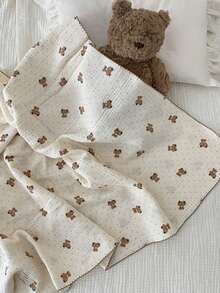 1pc Ditsy Floral Double Layer Baby Swaddle Blanket, Soft Cozy Wrap Towel