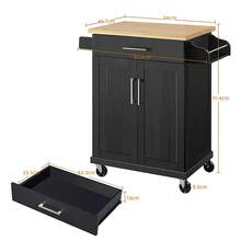 Multifunctional Movable Kitchen Island Cart, Large - Capacity Storage Sideboard in Black and White - Negro - Ver 6