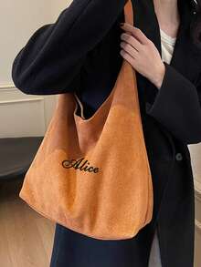 Bolso de hombro de ante de gran capacidad, personalización personalizada con bordado de nombre, bolso exclusivo para ti, bolso casual vintage de ante, bolso colgante de cuello para almacenamiento de gafas a juego en marrón, bolso hobo de ante, bolso de mano de ante para mujer, bolso de ante marrón - Multicolor - Ver 3