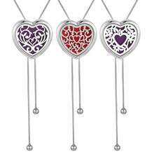 New Long Tassel Aromatherapy Necklace Heart Shape Perfume Essential Oil Diffuser Necklace Tassel Pendant Necklaces Sweater Chain Scent Aroma Jewelry Women Locket Tassel Necklaces - #Heart - View 3