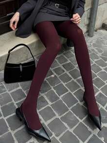 1pc Women's Jacquard Heart Patterned Pantyhose Tights - Màu Đỏ Sâu - Xem 2