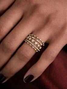 18K Gold Plated Elegant Multi-Layer Zirconia Ring For Women, Suitable For Daily Wear, Parties And Holidays, April Birthstone Gift, Luxury Jewelry | Refined Style | Exquisite Quality