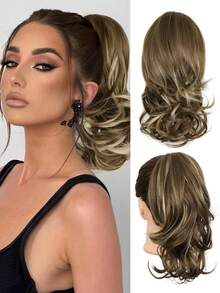 Ponytail Extension, 14 Inch Claw Clip Ponytail Extensions, Multi Layered Fluffy Thick Wavy Clip Ponytail, Synthetic Hair Extensions Ponytail, For Short & Medium Hair - Multicolor - View 15