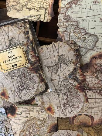 1 包 30 张复古旧地图背景装饰纸复古烧焦边框适用于剪贴簿、日记、装饰、学校用品、返校