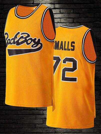 Atonmore 男友风格男子篮球服 72 号黄色刺绣无袖背心运动背心春季上衣