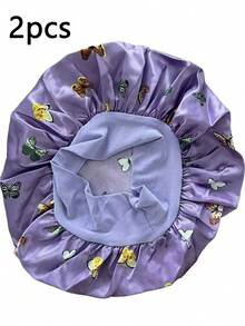 1 件儿童帽，纯色缎面丝滑弹力睡眠帽，时尚护发帽便宜旅行必备儿童节日必备婴儿帽丝缎儿童睡帽卷发自然丝质帽 - 彩色 - 查看 29