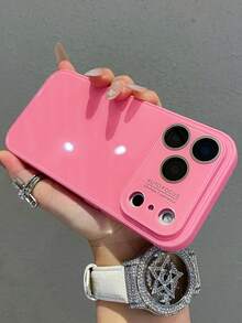 奢华纯色果冻透明窗口手机壳，兼容 17 Pro Max、17 Pro、17、16、15、14、13 Pro Max Plus，镜头保护，防震后盖 - 玫紅色 - 查看 4
