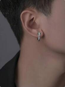 1 Paio Di Orecchini A molletta Uomo Alla Moda Completamente Tempestati Di Strass, Accessorio Gioiello Per Vacanze E Raduni