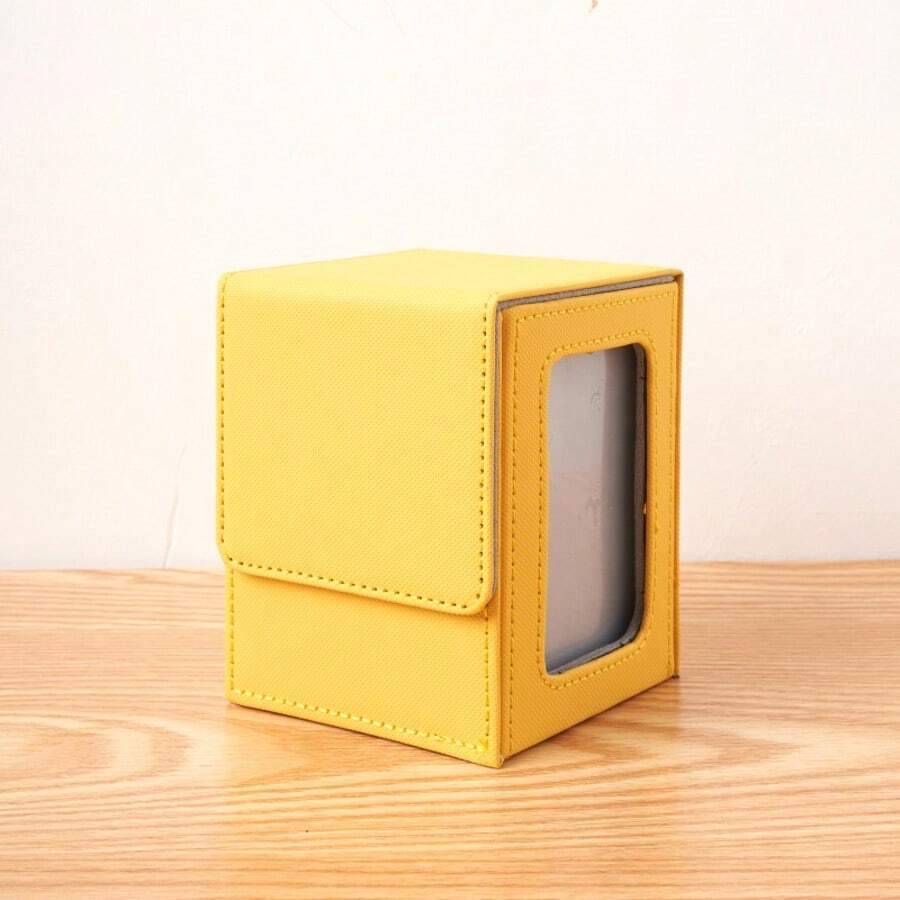 [Card Storage Box] Premium PU Multi-Color Stackable Card Storage Box With Leader Display Window For MTG, PTCG & TCG Board Games - 120 Cards Capacity - Màu vàng - Xem 1