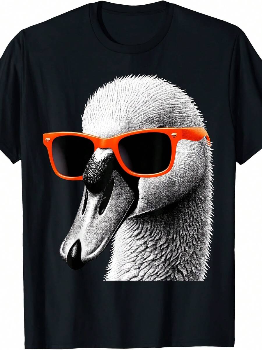 Cool Swan Bird Wearing Sunglasses Graphic Art T-Shirt - 款式29 - 查看 1