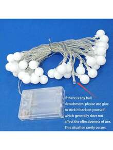1pc 1.5M/3 Meters/6M/10M 10/20/40/80 Light LED Warm Light String Round Ball Small String Lights Battery Lights Room Decoration Outdoor Camping Colored Lights For Garden Christmas Light