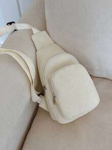 Vest Pocket Corduroy Waist Bag New Casual Light Single Shoulder Bag Korean Version Of The Versatile Simple Cross-Body Vest Pocket