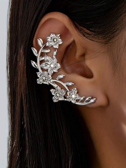1 Stück Vintage Cut Out geschnitzte Blume elegante Mode Ohrclips, geeignet für den täglichen und Feiertagsgebrauch von Frauen