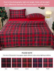 Juego de sábanas de 3/4 piezas con estampado de cuadros rojos navideños, con sensación suave como una nube, resistente a las arrugas y al encogimiento, que incluye 1 sábana plana + 1 sábana ajustable + 1/2 fundas de almohada, sábana de bolsillo profundo, para camas de todos los tamaños, certificado Oeko-Tex