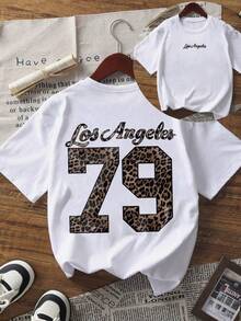 1pc Tween Girls Leopard Print Short Sleeve T-Shirt, Comfortable And Fashionable Summer Top For Young Students
