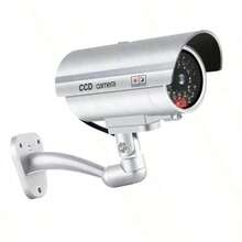 1pc Solar Powered Dummy Security Camera, Anti-Theft, Slightly Water-Resistant, Flashing Red LED Light, Includes Surveillance Sticker