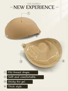 1 Pair Of Invisible Thickened Push-Up Palm Cup Nipple Adhesive Bra (With Extended Shoulder Straps 3CM Thickened)