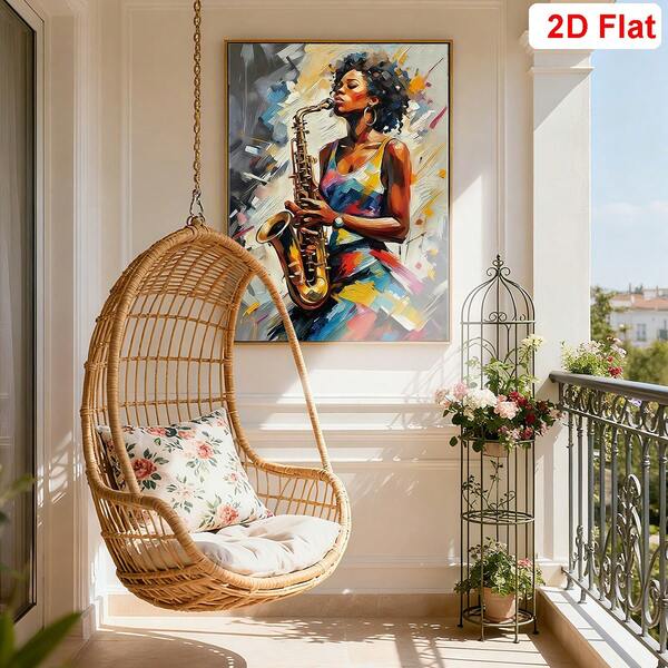 Saxophone Player Canvas Wall Art | Abstract Jazz Musician Painting | Modern Home & Office Decor | Unframed Artistic Poster | Unique Gift For Music Lovers - Canvas Only