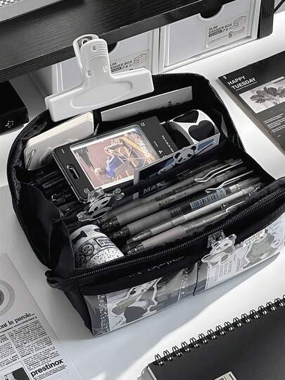 Large Capacity Prism Pencil Case - Transparent Multi-Layer Storage Box, Can Store Calculator, Notebook And Pens - Suitable For School, Office And Travel - Suitable For Students, Professionals, Men And Women, School Stationery Storage Box, Multi-Function Storage Box, Zipper Closure, Pencil Bag, Only Pencil Bag Without Accessories