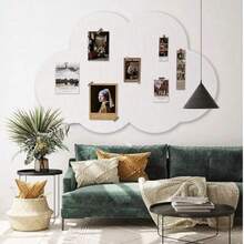 1片云朵造型留言板自粘墙贴，无需钻孔，可爱背景，适用于照片墙装饰、房间装饰留言板，也适用于墙面装饰、办公室留言、桌面隔断、生日家居装饰、返校房间装饰、文具、节日派对装饰、圣诞节和新年装饰、新年礼物，创意新年礼物，送给朋友、同学、长辈、老师