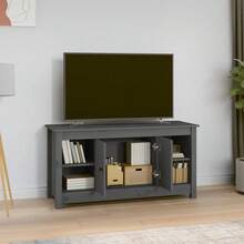 vidaXL TV-Schrank Grau 103x36,5x52 Cm Massivholz Kiefer - Grau - Übersicht 7