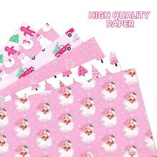 6pcs Pink Christmas Wrapping Paper Exudes A Warm Festive Atmosphere. These Exquisite Wrappers Are Specially Designed For Christmas. With A Soft Pink As The Main Color, They Are Decorated With Cute Patterns Such As Candy Canes, Gingerbread Christmas Trees, Etc.