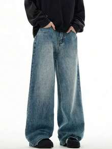 Men's Casual Retro Loose Fit Jeans, Suitable For All Seasons