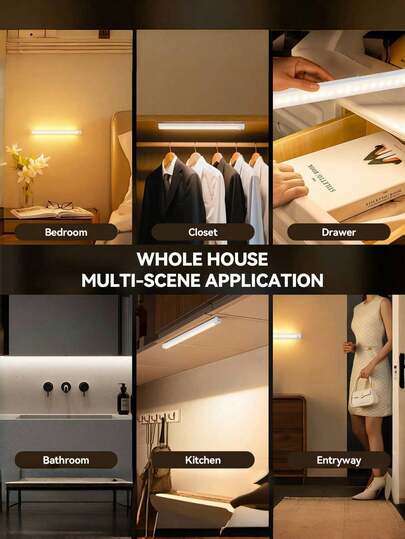 50cm /10cm/20cm/30cm/ Usb Wit Led Verlichting Strip Motion Sensor Perfect Cabinet, Wardrobe Hallway, Wireless Under Cabinet Lighting, Rechargeable Magnetic Night Lamp Hallway Kitchen Shelf Ho Room ation view 4