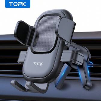  TOPK Car Phone Holder Mount, TOPK [ Upgrade Auto Locking] Universal Phone Holder With Hook Clip For Car Air Vent Compatible With IPhone Android Cell Phones