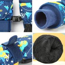 儿童冬季滑雪手套，男童保暖手套，带保暖内衬，保暖舒适，适合4-13岁儿童。