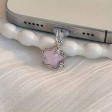 Cute Pentagram Alloy Diamond Star Mobile Phone Dust Plug Pendant With Keychain Pendant DIY Couple Phone