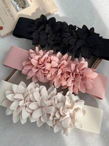 1pc Women's Sweet Elegant Floral Rose Elastic Waist Belt